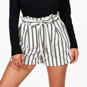 Striped paper bag shorts